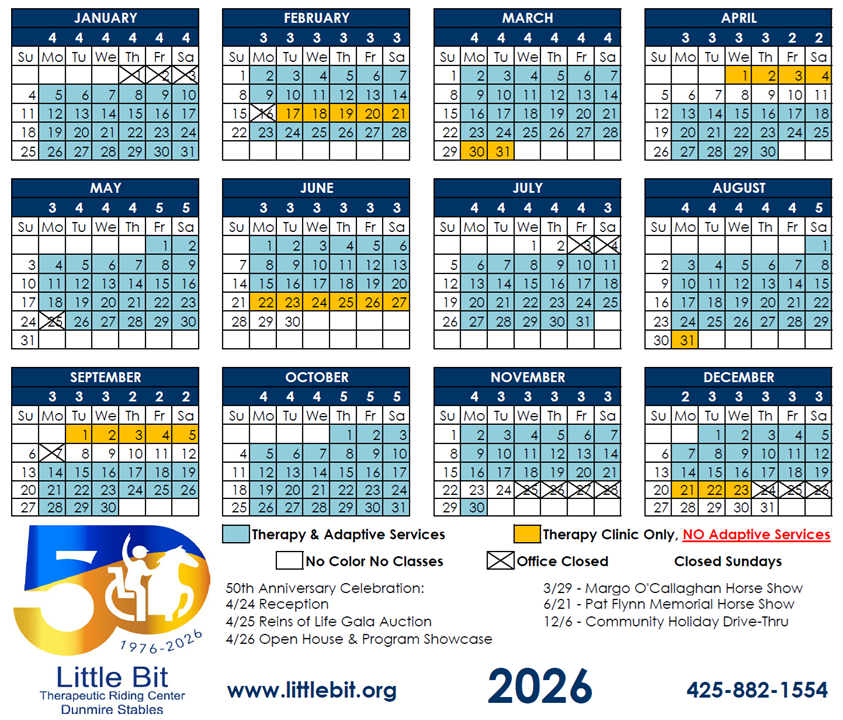 Our Calendar — Little Bit Therapeutic Riding Center